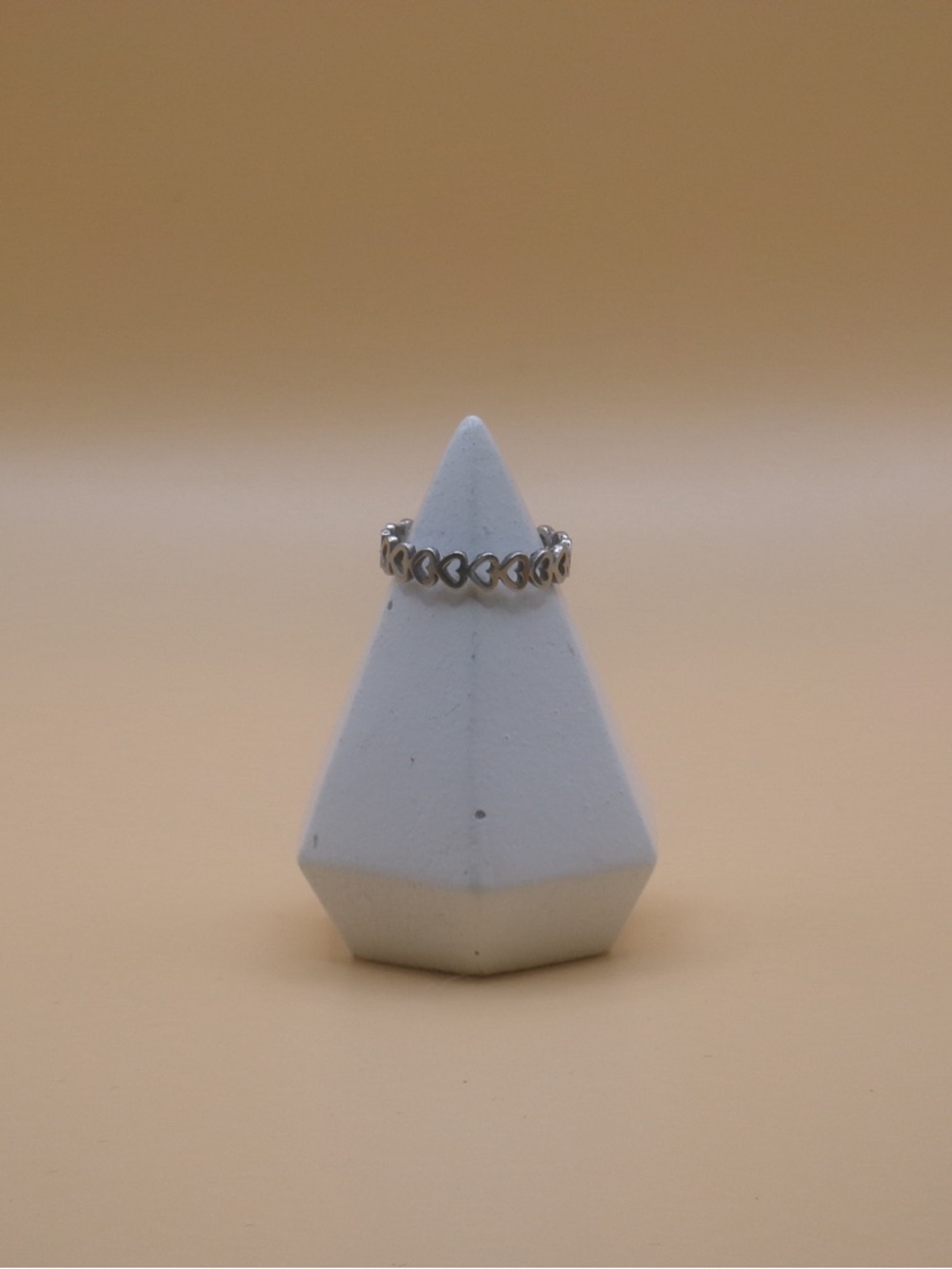 Delicate Sterling Silver Heart Link Ring for Women